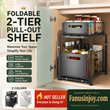 📢📢50% OFF !! ⏰Double-Tier Pull-Out Shelf Cabinet Organiser – 5 Height Adjustments, 2 Pull-Out Tiers, Carbon Steel & Large Capacity – No Assembly Required ✨