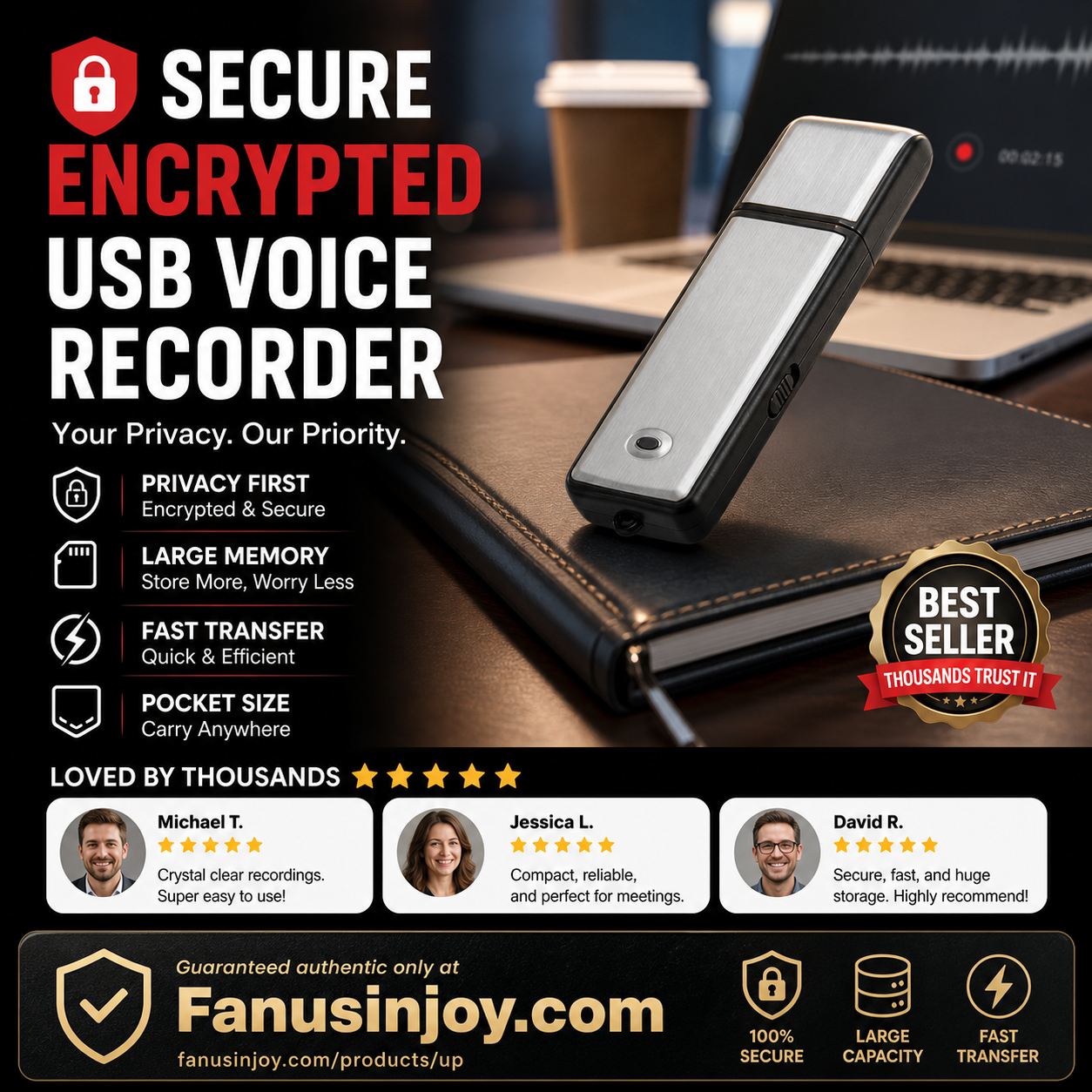 ⌛50% Limited Time Discount! 🔊Portable High-Definition Noise-Cancelling USB Voice Recorder
