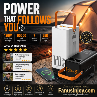 ⏳️Limited Time 50% Off! 🔋 Never worry about power shortage troubles again!⛺Outdoor Portable Fast Charging Power Bank with LED Light