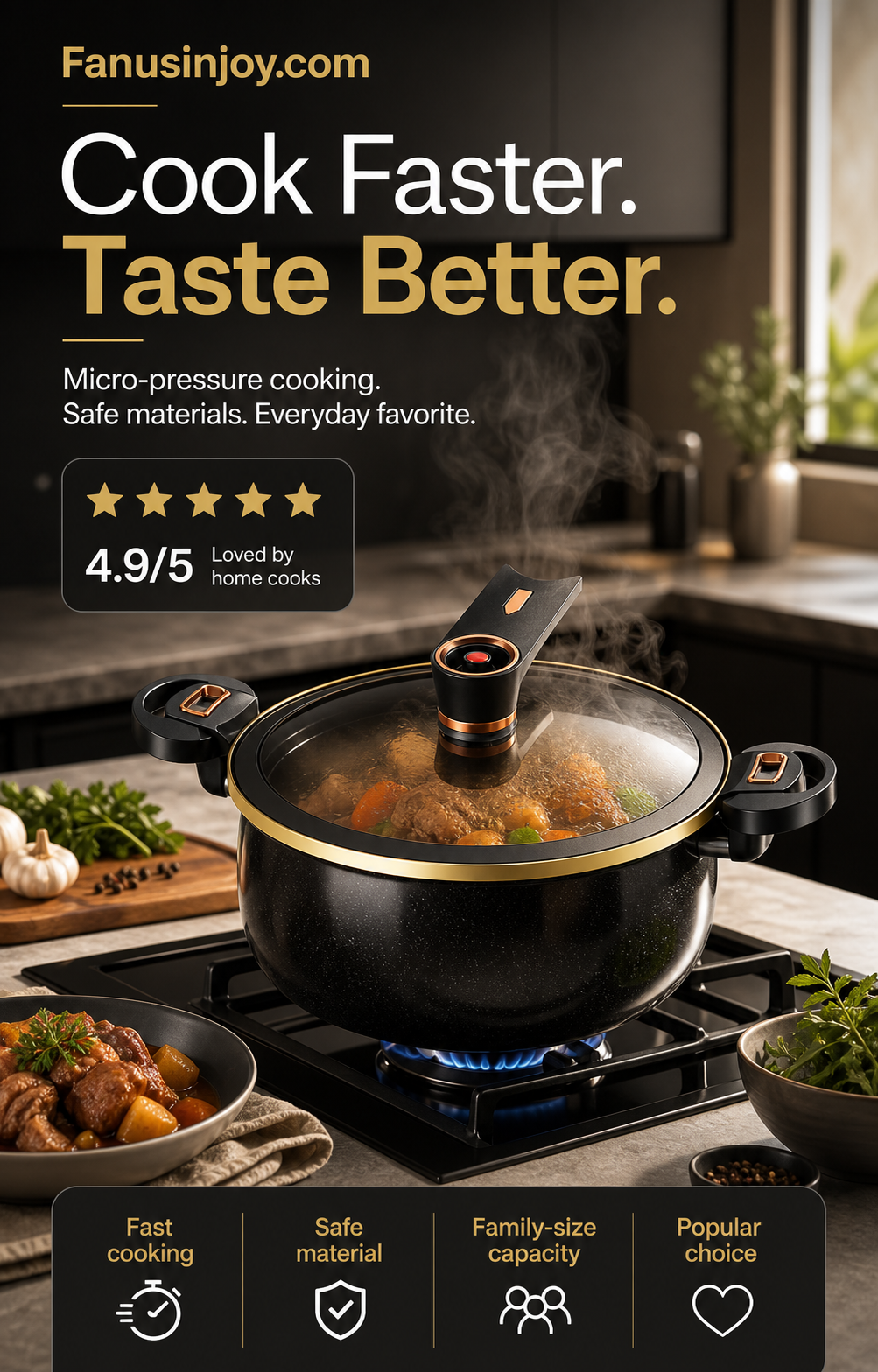 🔥Limited time 50% off！👨‍🍳The first step to becoming a chef！🥘Non-stick Enamel Micro-pressure Pot