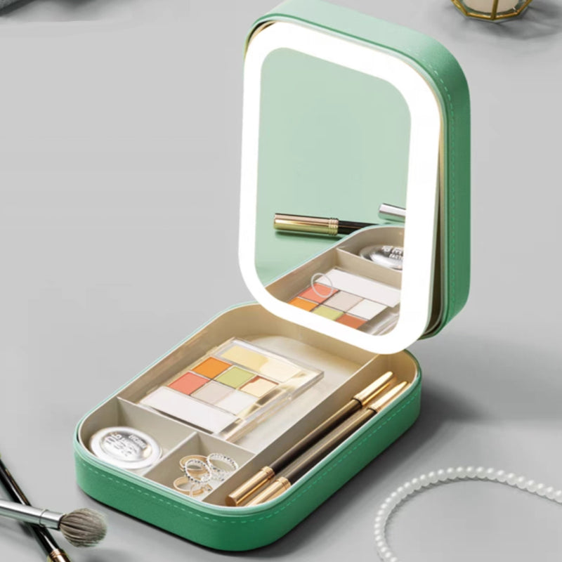 Integrated Make-up Storage Box with Light-Filled Mirror