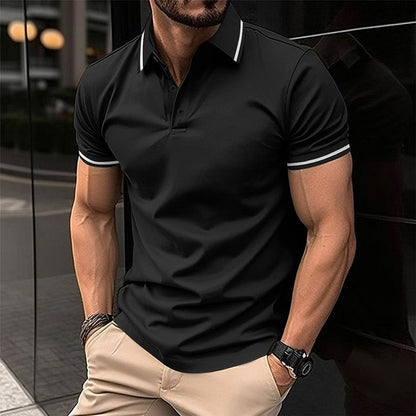 Men's Button Down Ribbed Collar Sports Shirt