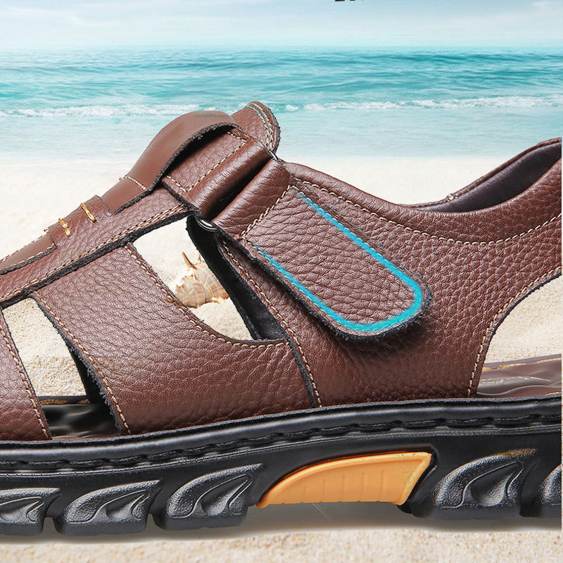 Atmungsaktive Sommer-Ledersandalen für Herren