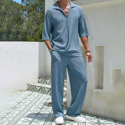 🌸2025 New Products 50% OFF💖Men's 2 Pieces Short Sleeve V-Neck Top & Pants Sets