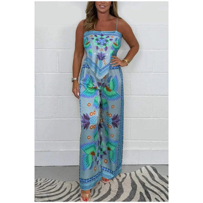 🔥New Arrival- 50% OFF💝Women's Exotic Spaghetti Strap Printed Top & Loose Pants 2-Piece Set