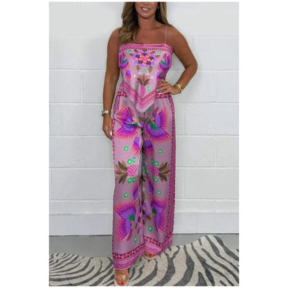 🔥New Arrival- 50% OFF💝Women's Exotic Spaghetti Strap Printed Top & Loose Pants 2-Piece Set