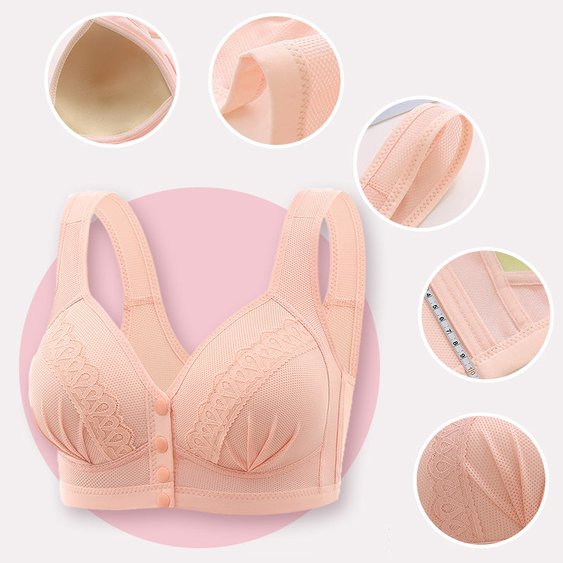 📢📢50% OFF !! ⏰Front Button Breathable Skin-Friendly Cotton Bra