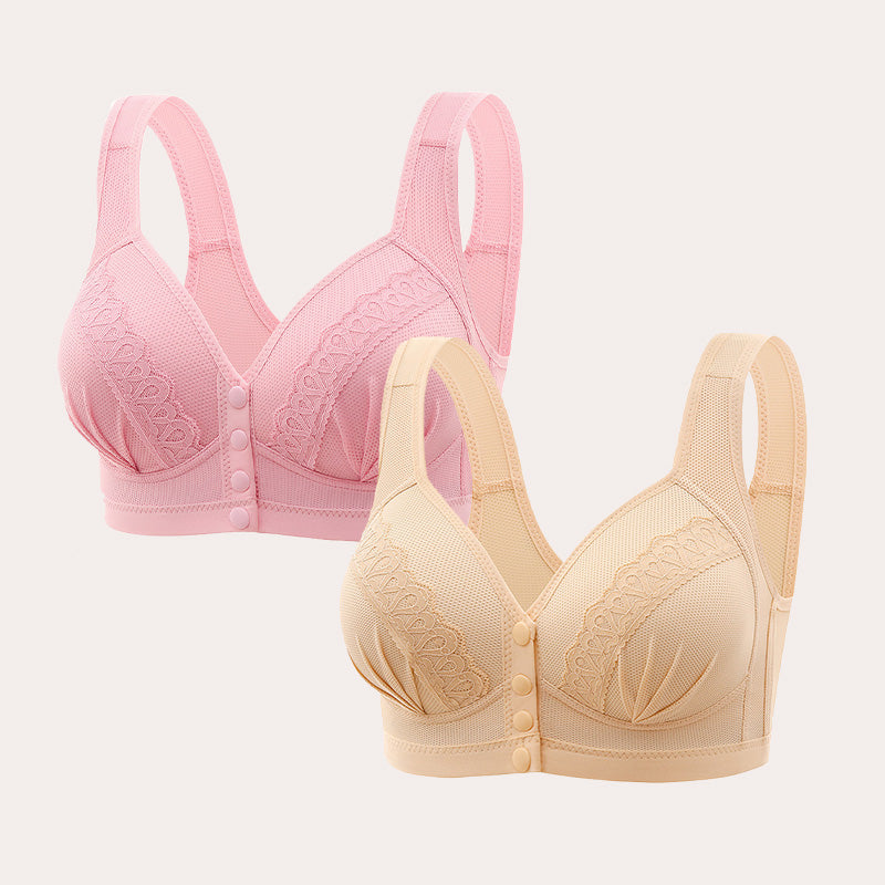 📢📢50% OFF !! ⏰Front Button Breathable Skin-Friendly Cotton Bra