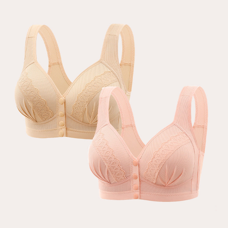 📢📢50% OFF !! ⏰Front Button Breathable Skin-Friendly Cotton Bra