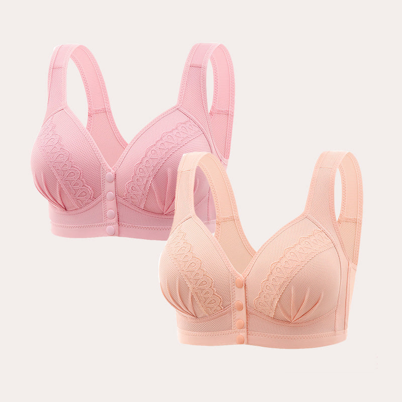 📢📢50% OFF !! ⏰Front Button Breathable Skin-Friendly Cotton Bra
