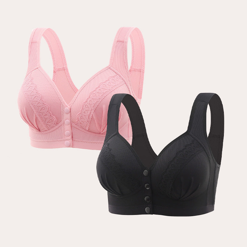 📢📢50% OFF !! ⏰Front Button Breathable Skin-Friendly Cotton Bra