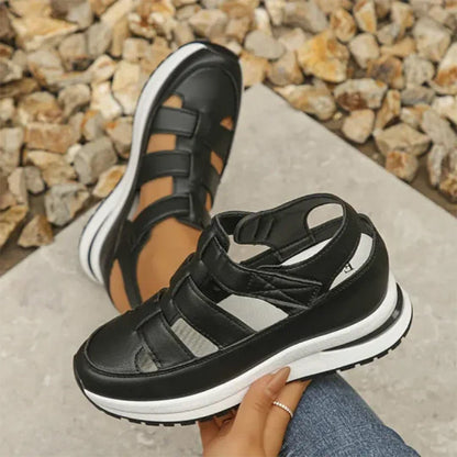 Women's orthopedic sandals with Velcro, hollow toe and closed toe