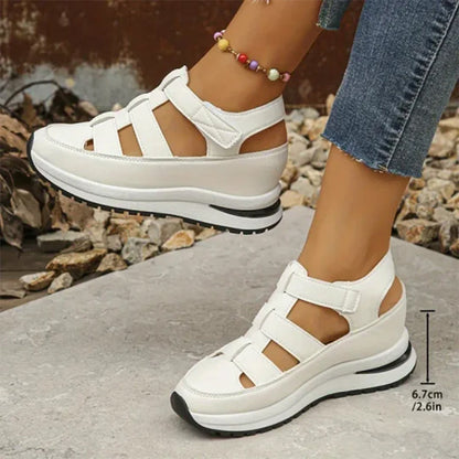 Women's orthopedic sandals with Velcro, hollow toe and closed toe