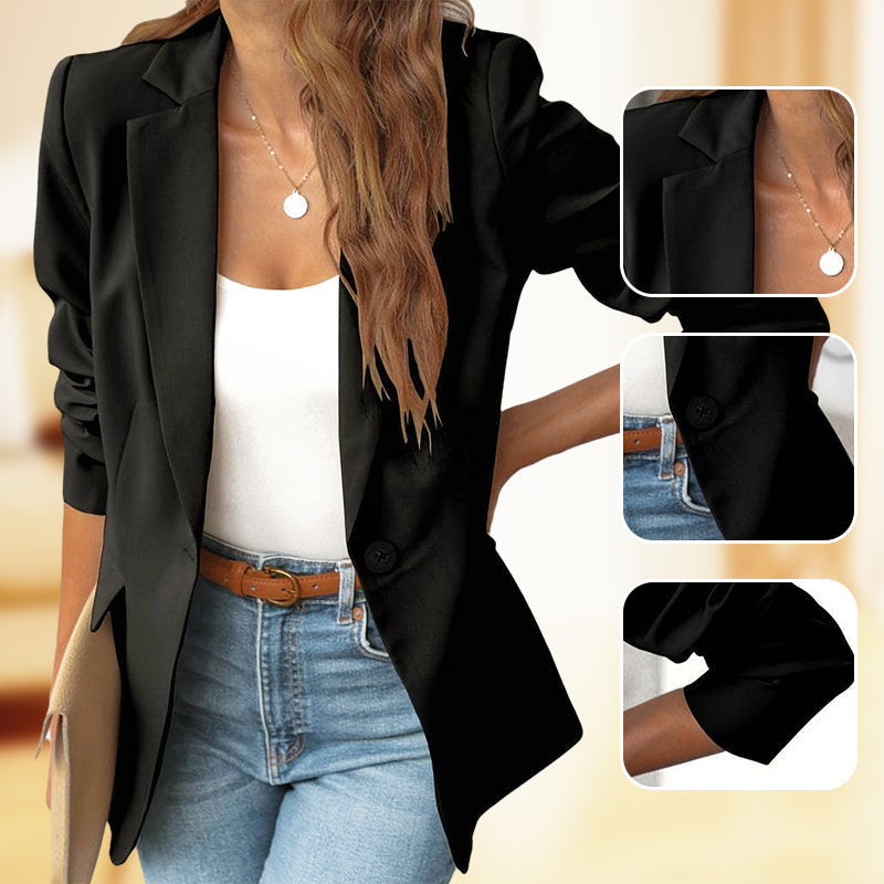 🔥HOT SALE 50% OFF🎁Elegant Soft Solid Color Lapel Buttons Jacket