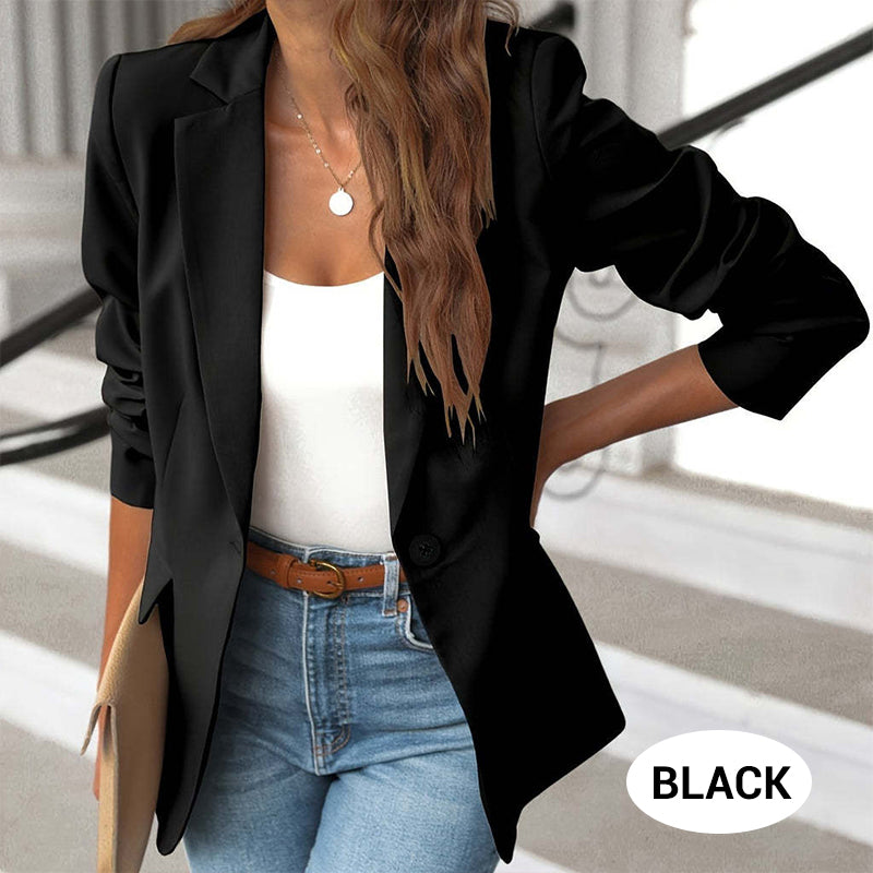 🔥HOT SALE 50% OFF🎁Elegant Soft Solid Color Lapel Buttons Jacket