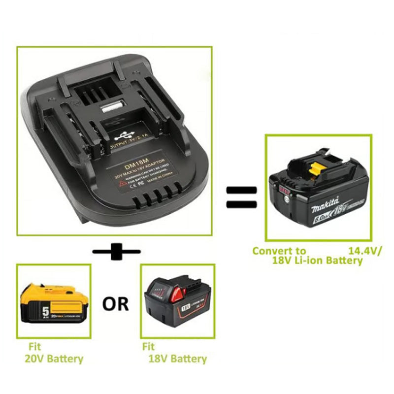 Lithium Battery Adapter for 18V tools - High efficiency, universal compatibility, easy installation