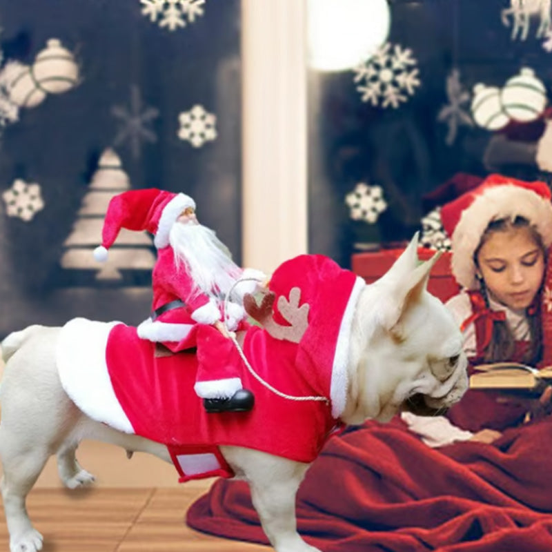 Santa Claus Riding Dog Costume for Christmas