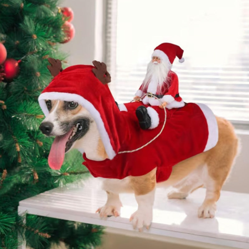 Santa Claus Riding Dog Costume for Christmas