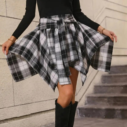 ✨ Flattering Movement | Women's High-Waist Plaid Pleated A-Line Skirt