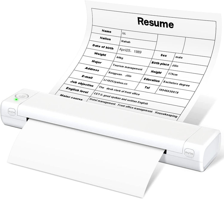 Portable wireless printer, ideal for on the go, D810 Bluetooth thermal printer, supports US letter paper size 8.5 x 11 inches, including printers for tattoo studios and offices.
