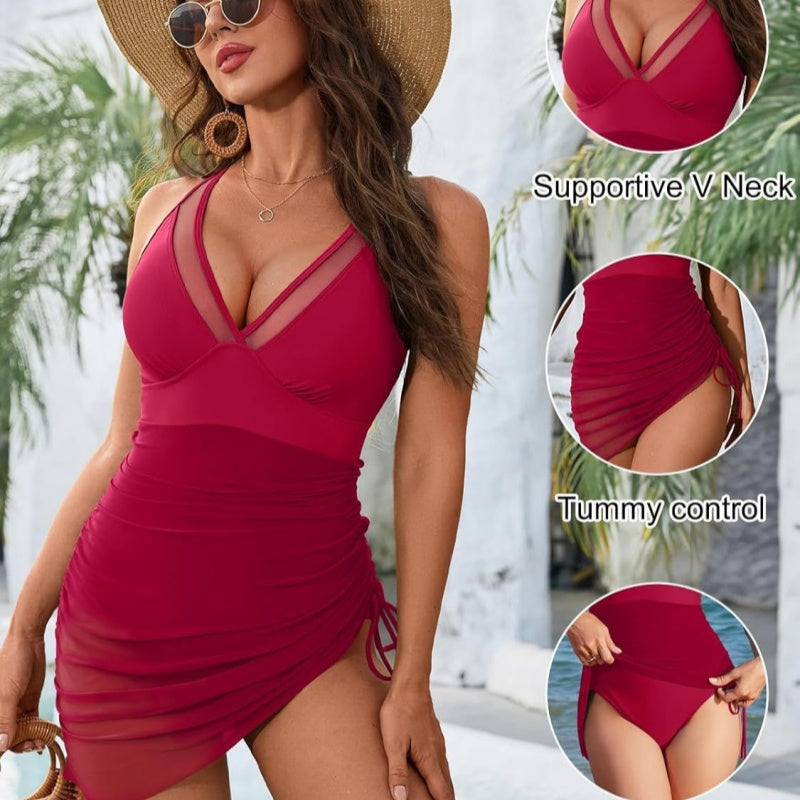 ✨Seaside highlights✨ Women’s Sexy One-Piece Mesh Swim Dress