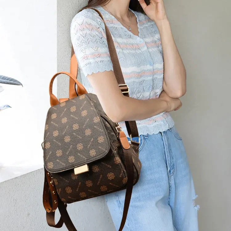 Women's Fashion Faux Leather Large Capacity Backpack