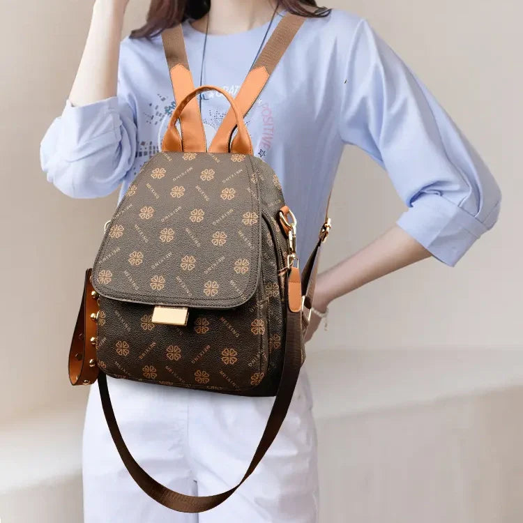 Women's Fashion Faux Leather Large Capacity Backpack