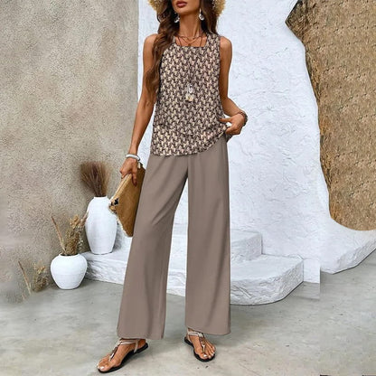 🔥Summer Hot Sale 50% OFF🌺Women’s Trendy Print 2 Piece Outfits Sleeveless Top & Pants