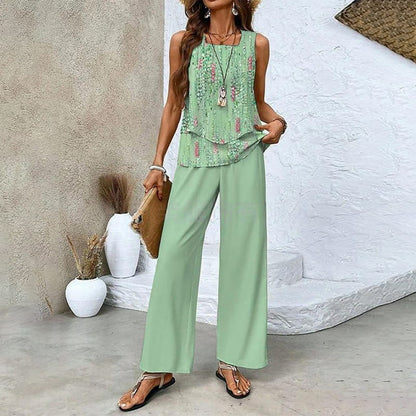 🔥Summer Hot Sale 50% OFF🌺Women’s Trendy Print 2 Piece Outfits Sleeveless Top & Pants
