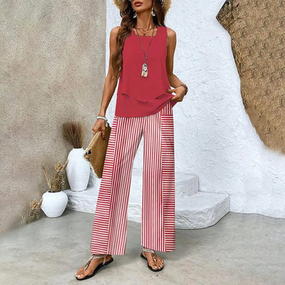 🔥Summer Hot Sale 50% OFF🌺Women’s Trendy Print 2 Piece Outfits Sleeveless Top & Pants