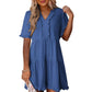 🔥2026 Summer Hot Sale 50% OFF🌈Women's V Neck Ruffle Casual A-Line Flowy Swing Shift Dress
