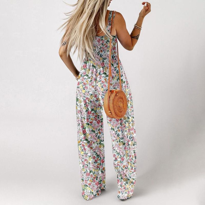 💖LAST DAY SALE 50% OFF💖Women’s Casual Print Sleeveless Overalls Jumpsuits