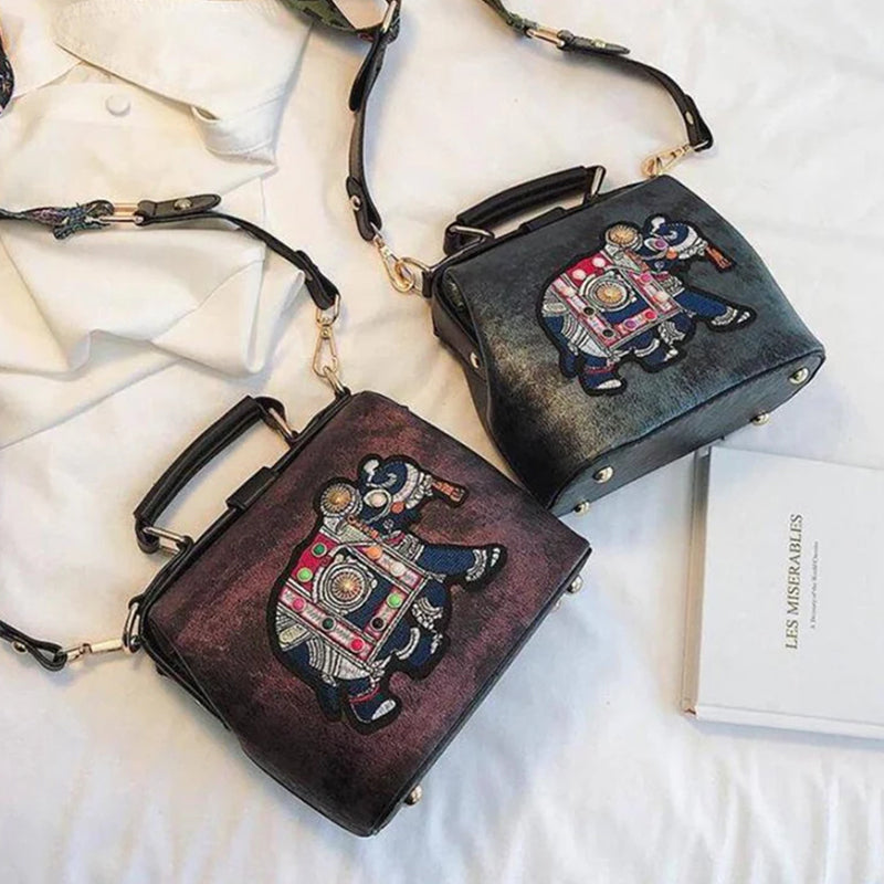 🌸The best gift for her - 49% OFF🌸Personalized Elephant Embroidered Leather Bag