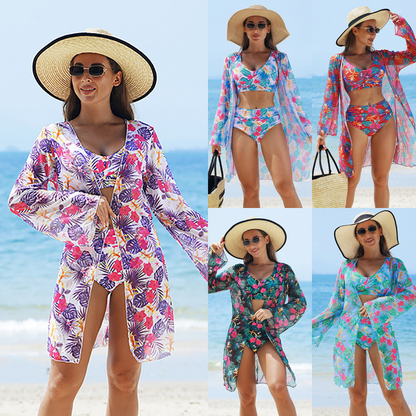 🏖️2025 Hot Sale🌼Women's Fashion Multicolor Printed Bikini Swimsuit 3 Piece Set