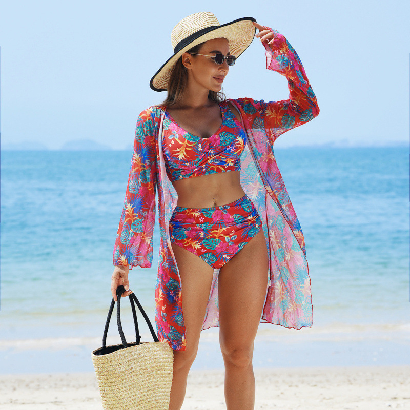 🏖️2025 Hot Sale🌼Women's Fashion Multicolor Printed Bikini Swimsuit 3 Piece Set