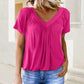 ✨2026 Hot Sale 50% Off✨Women's Ruched V-Neck Short-Sleeve Top