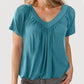 ✨2026 Hot Sale 50% Off✨Women's Ruched V-Neck Short-Sleeve Top