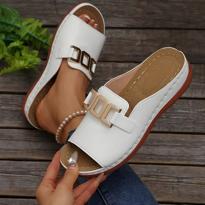 🔥Last Day Promotion 50%OFF 🏖️Artificial Leather Open Toe Slippers