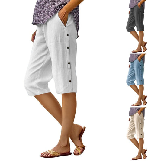⏳LAST DAY SALE ONLY ￡11.99!!🔥Women's Casual Loose Cotton Linen Breathable Capri Pants