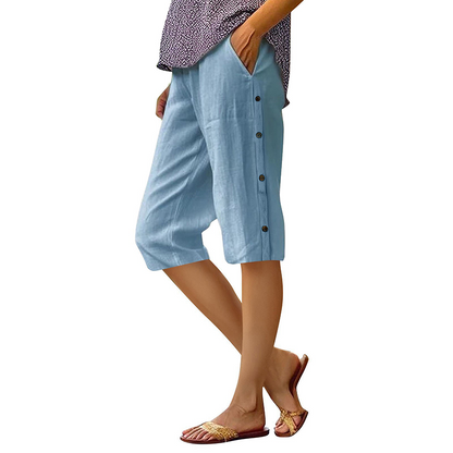 ⏳LAST DAY SALE ONLY ￡11.99!!🔥Women's Casual Loose Cotton Linen Breathable Capri Pants