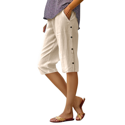 ⏳LAST DAY SALE ONLY ￡11.99!!🔥Women's Casual Loose Cotton Linen Breathable Capri Pants