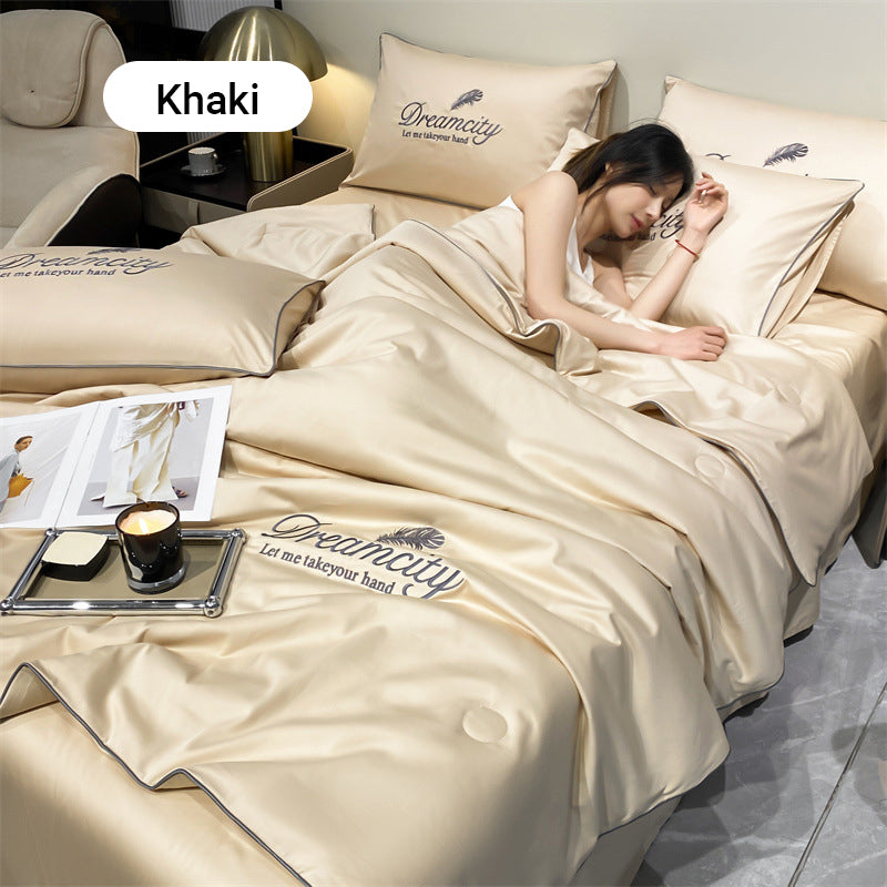 ⏰Last Day Sale 50% OFF🥰 ✨Summer Simple Ice Silk Quilt❄️ Ultra Cool Anti-Sweat Thin Quilt, Machine Washable Bedding