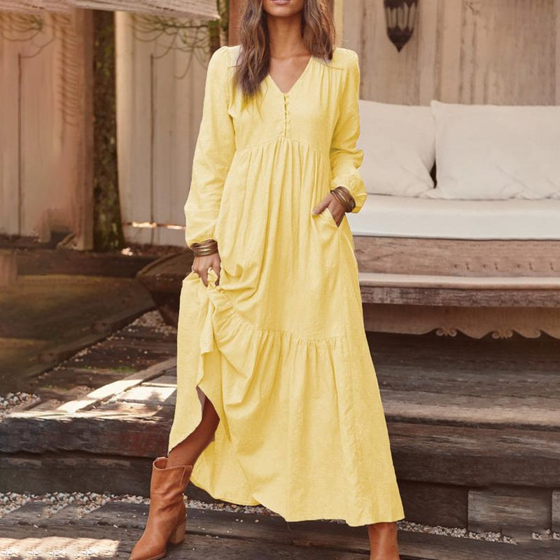 🌸Hot Sale 50% OFF💖Women's Casual Versatile Loose V-Neck Dresses