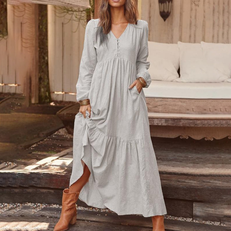 🌸Hot Sale 50% OFF💖Women's Casual Versatile Loose V-Neck Dresses