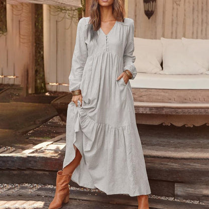 🌸Hot Sale 50% OFF💖Women's Casual Versatile Loose V-Neck Dresses