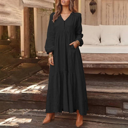 🌸Hot Sale 50% OFF💖Women's Casual Versatile Loose V-Neck Dresses