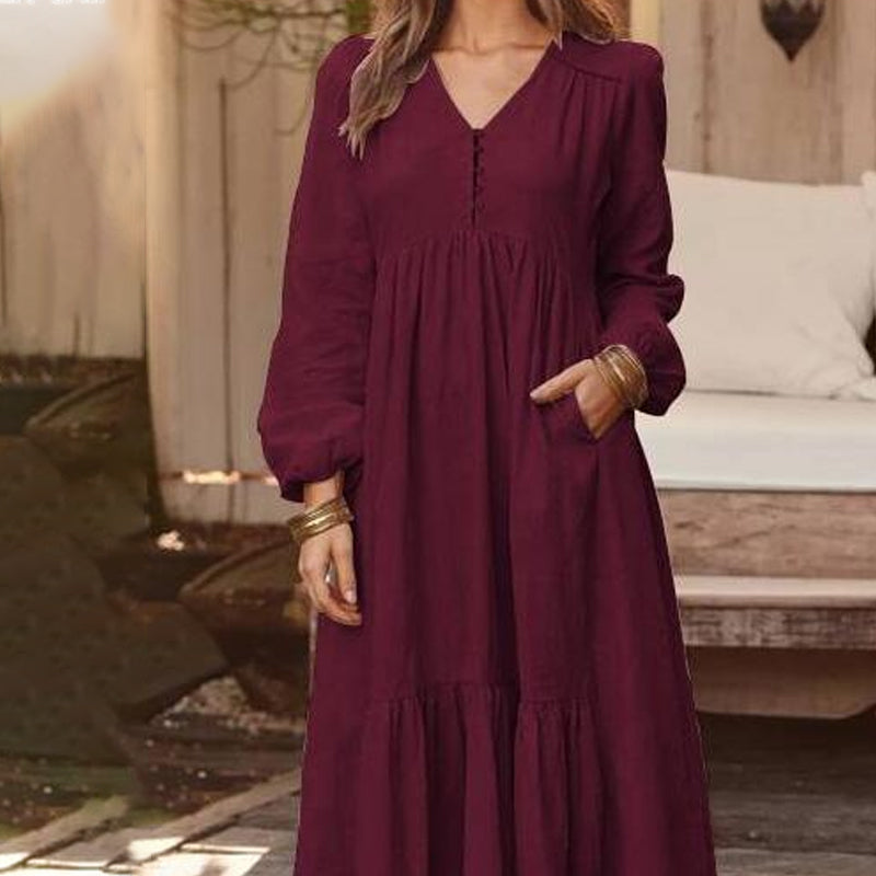 🌸Hot Sale 50% OFF💖Women's Casual Versatile Loose V-Neck Dresses