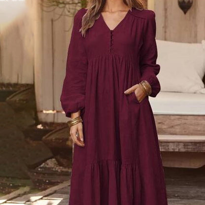 🌸Hot Sale 50% OFF💖Women's Casual Versatile Loose V-Neck Dresses