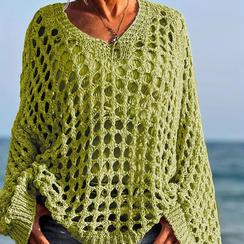 ⏳Time-Limited Special⏰Women’s Casual Solid Color Crochet Knit Top