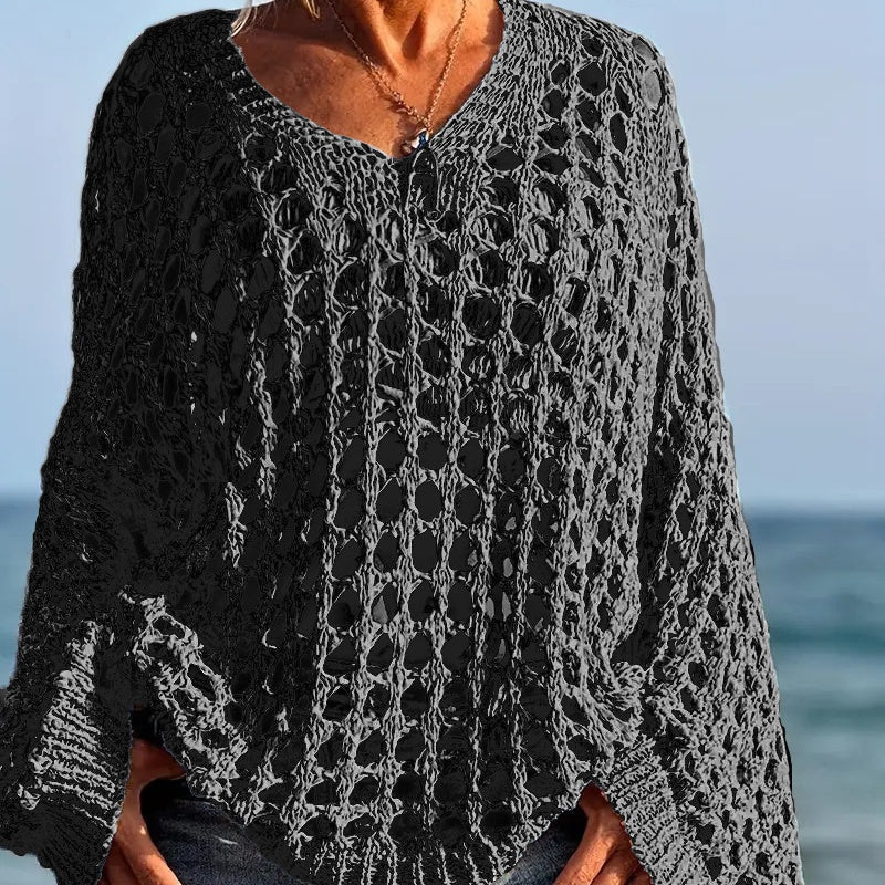 ⏳Time-Limited Special⏰Women’s Casual Solid Color Crochet Knit Top